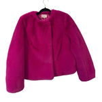 Milly  Faux Fur Jacket Coat Fushia Cropped Statement‎ Spread Collar Preppy SZ S Photo 0