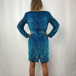 Scala Vintage Sequins Long Sleeve Mini Dress in Blue Size Small Photo 2