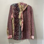 Soft Surroundings Langdon Mixed Print Blouse Size Small Long Sleeve Tie Scarf Photo 2