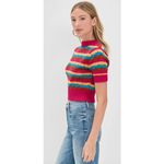 Mother The Mock 10 Laser Beam Striped Short Sleeve Sweater Pink Size XS Photo 6