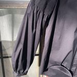Donna Karan  BLACK LABEL Poplin black blouse Puff Sleeves M Photo 5