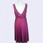 Soprano ‎ Y2K Size M Burgundy Lace Trim Pleated V-Neck Slip On Knee Length Dress Photo 3