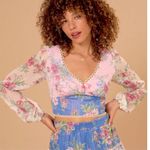 Altar'd State • Tara patchwork top floral pink and blue xsmall Photo 0