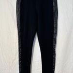 Akira  Black Leggings Womens Small Faux Leather Stripe High Waist Pants Photo 0