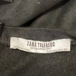 ZARA Faux Suede Leather Black Crew Neck Short Sleeve Mini T-Shirt Dress Sz L Photo 4