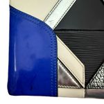 3.1 Phillip Lim  Geometric Blue Cream Black Silver Patent Leather Clutch Bag Photo 7