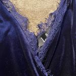 Lulus Dress Womens Small Velvet Velour Navy Blue Lace Babydoll Knee Romantic Photo 5