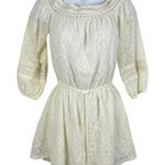 Hollister New Ivory Lace Romper Women's Small Off Shoulder Bohemian Tassel Boho Photo 0