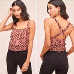 ASTR The Label Cross Back Tank Top XL Zebra Animal Print Pleated Pink Brown NEW Photo 3