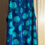 Market & Spruce  Teal and Navy Floral Blouse Photo 0