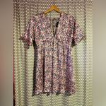 Lulus | Express Yourself Blush Pink Floral Print Satin Babydoll Dress, size M Size M Photo 2