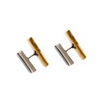 Sam Edelman NEW -  Two-Tone Bar Stud Earrings | Gold & Silver Minimalist Jewelry Photo 2