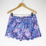 Lilly Pulitzer Printed Scallop Hem Shorts Blue Pink Size 2 Photo 1