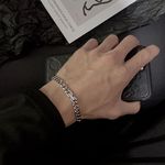 Titanium Steel Link Chain Bracelet for Men Women,Personality Punk Hip Hop Bracelet Silver Photo 1