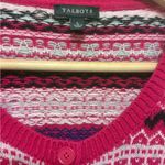 Talbots  Pink Fair Isle Patterned Cardigan Large Photo 4