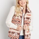 Maurice's Maurice Aztec western country Printed Reversible Sherpa Zip Up Vest size small Photo 0