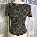 Papell Boutique Vintage 90s Evening Silk Beaded Top S Black Gold Holiday Glam Photo 1
