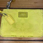 Coach Signature Monogram Optic Zip Mini Wristlet Wallet Mini Purse Neon Yellow Photo 2