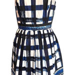 Eliza J Fit & Flare Dress Blue Plaid Print Sleeveless Party Cocktail Size 8 Photo 0