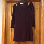 Garage  Burgundy Knit Cold Shoulder Dress Photo 3