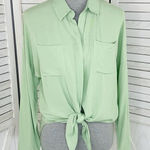 Maeve  By Anthropologie‎ Tie Front Button Down Blouse Shirt Mint Green Small Photo 0