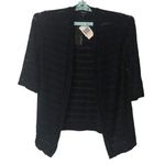 Premise Studio Womens Elbow Sleeve Crochet Open Front Cardigan Black Small NWT Photo 0