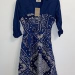 Anthropologie NWT $148  Holding Horses Blue Flared Bandana Shirt Dress 0 Photo 2