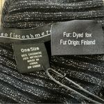 Sofia cashmere ribbed black metallic fox fur pom cashmere beanie hat one size Photo 1