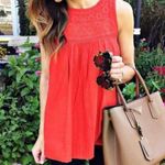 Madewell  Red Embroidered Button Back Swing Tank Top Size 0 Photo 7