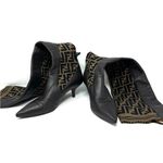 Fendi Rockoko FF Monogram Thigh-High Boots – Brown Knit & Leather, Size 7.5 Photo 1