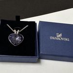 Swavorski Swarovski (Swan Signed) Purple Crystal Silver Tone Necklace With Original Box Photo 3