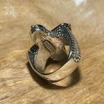 Konstantino 925 Sterling Silver & 18K Gold Diamond Pave Cross Ring RARE Photo 10