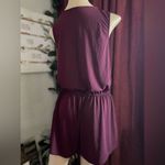 Ambiance burgundy romper with gold zipper up front size large elastic waist Photo 5