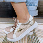 GRACE LILLY BOUTIQUE Glitter Star Patchwork Leather Lace Photo 0