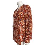 Kut From The Kloth  Rusty Brown Long Sleeve Blouse Roll Tab Sleeve Women Size L Photo 2