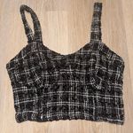 Japna Black & White Tweed Crop Top - Size S Photo 0