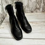 Enzo Angiolini  Women’s Size 9 Black Leather Stacked Heel Y2K Double Zip Bootie Photo 4