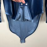 Old Navy  Bodysuit Womens XXL Blue Velvet Square‎ Neck Long Sleeve Stretch Dressy Photo 6