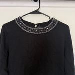 Croft & Barrow  Black Silver Beaded Sweater Long Sleeve Faux Pearl Winter Fall M Photo 4