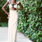 ZARA  dress lingerie style ivory black lace crochet ribbon tied satin effect maxi Photo 13