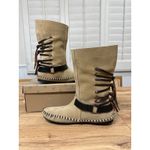 Free People Coronado Moccasin Boot Natural Suede Size 8 NIB Fringe Detail Buckle Photo 9