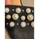 A New Day Size 7 Black Faux Pearl Embellished Flat Slip On Slide Sandals Photo 4