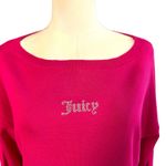 Juicy Couture Free Love NWT Crop Sweater Hot Pink Rhinestone Long Sleeve Barbie Photo 1