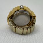 Gold tone Finger Ring Watch Round Quartz 22mm rhinestones adjustable running Photo 3