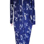 Hale Bob Pajamas NWT White Poodles Navy Pink Trim Wrist Ankles Hoodie Onesie Med Photo 1