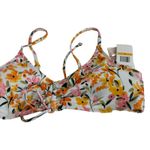 Jessica Simpson  Pink Floral Ruched V Neck Sunset Dreaming‎ Swimsuit Top S NWT Photo 3