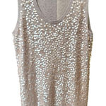 Luisa Cerano y2K Luxe Knit Cashmere Mini Sweater Dress with Sequins size 16 Gold Photo 0