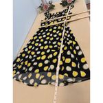Scarlett  Dress Women's Size 12 Black Yellow White Polka Dot Sleeveless Midi Photo 11