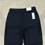 We Wore What NWT  high rise black button front crossover straight leg jeans Photo 3