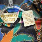 Victoria's Secret Vintage 90s Gold Label Robe Womens S Black Satin Floral Kimono Photo 9